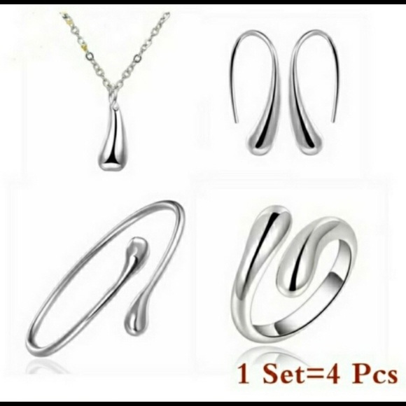 925 Sterling Silver Waterdrop Jewelry Set - Picture 5 of 6